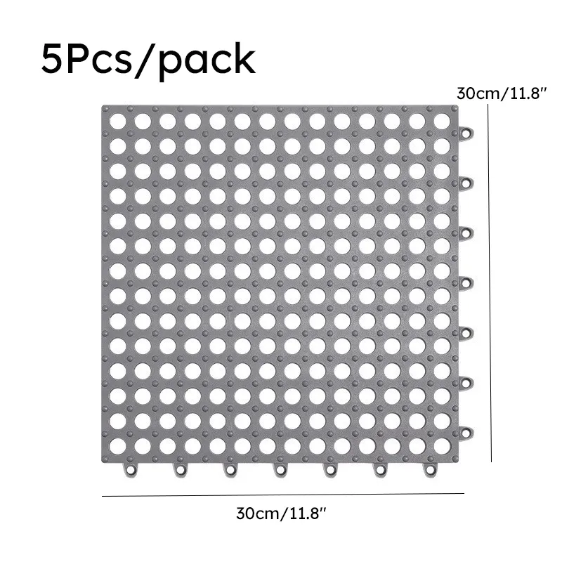 5-Piece Set of Bathroom Non-Slip Mats Grey