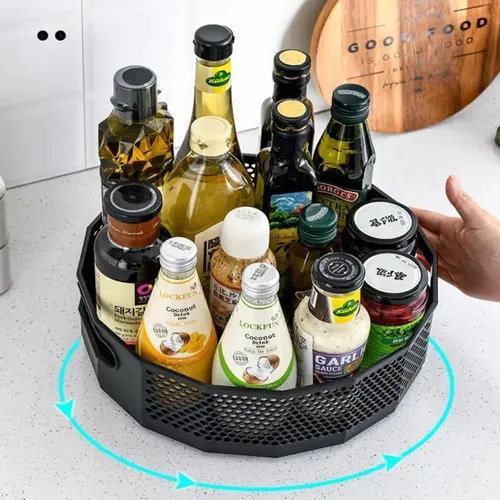360° Rotating Kitchen and Bathroom Organizer with Hollow Design