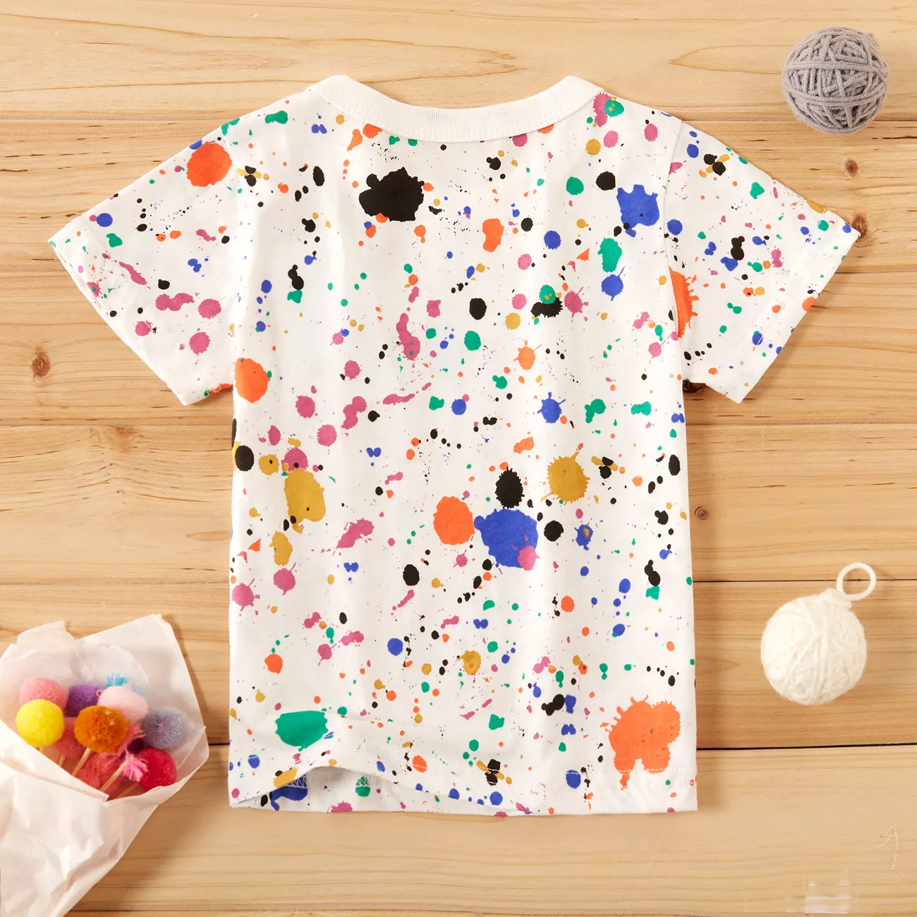 Toddler Boy Splash Ink Print Short-sleeve Cotton Tee White big image 1