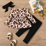 3pcs Baby Girl Leopard Ruffle Set Apricot image 2
