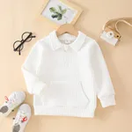 Enfant en bas âge Unisexe Col de t-shirt polo Décontracté Sweat-shirt Blanc