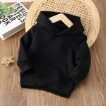 Toddler Boy/Girl Solid Color Textured Hoodie Sweatshirt Black