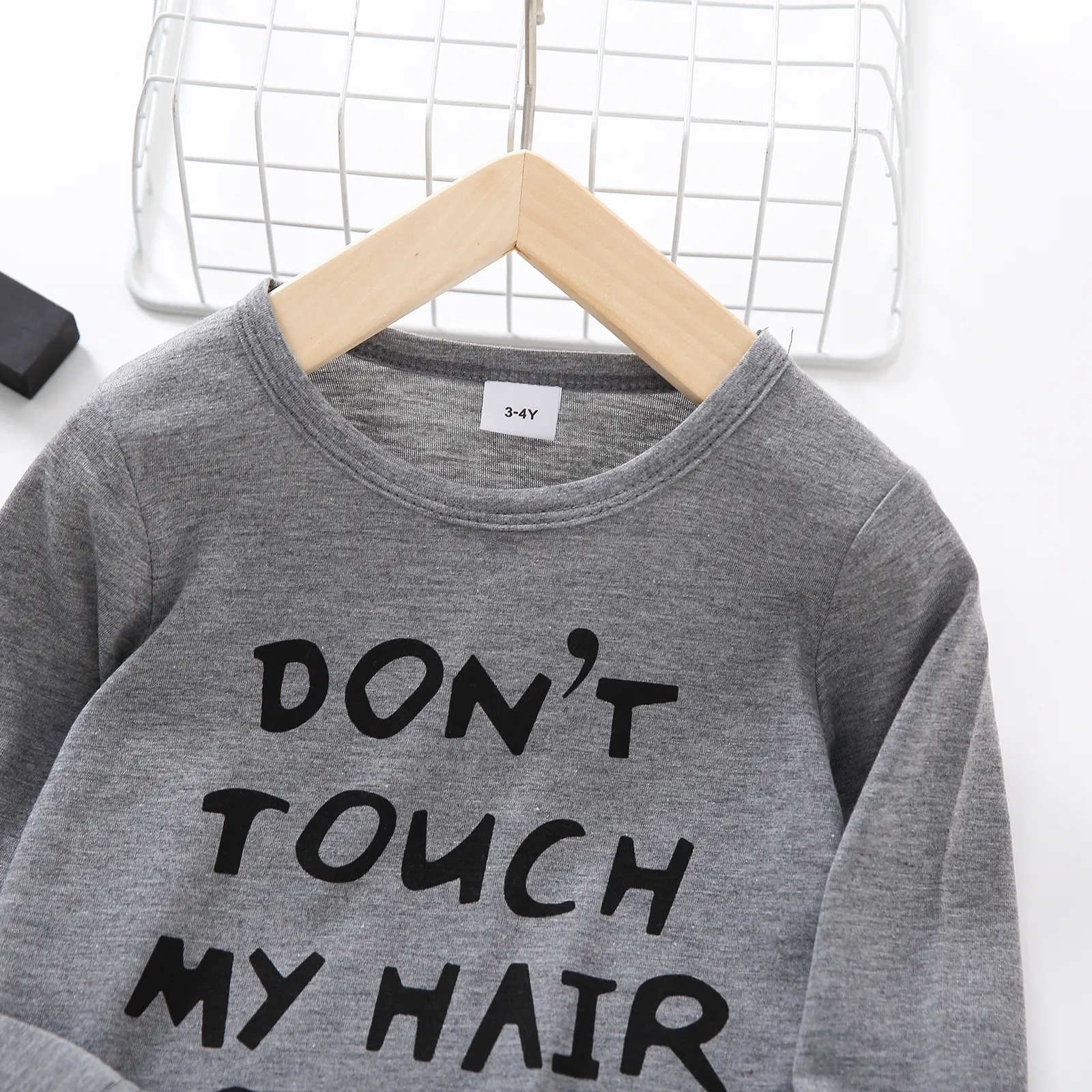 Toddler Boy Casual Letter Print Long-sleeve Tee Grey image 2