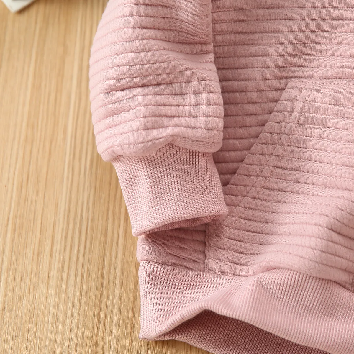 Toddler Boy/Girl Solid Color Textured Hoodie Sweatshirt Pink big image 1