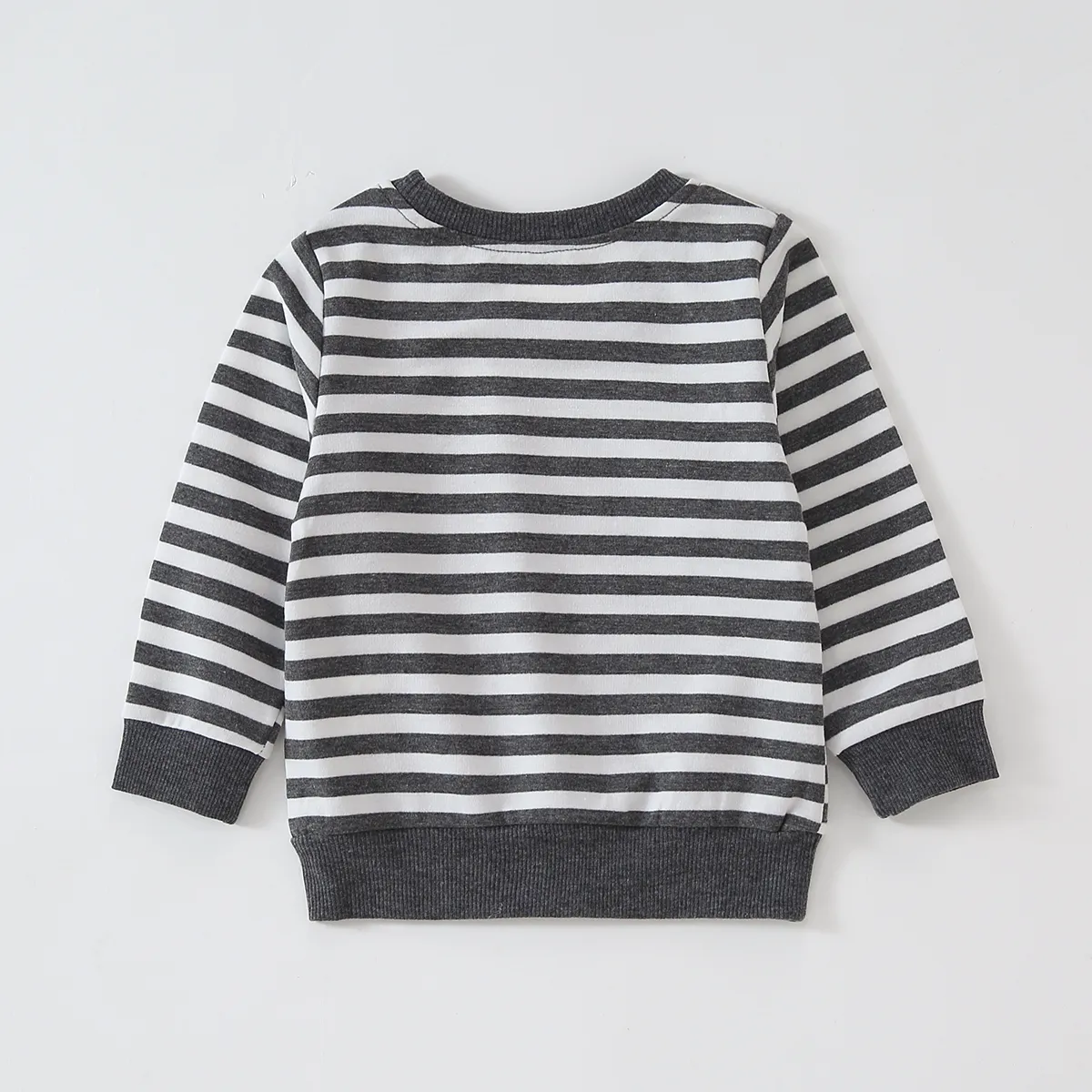 Baby Boy/Girl Solid/Striped Crewneck Long-sleeve Pullover Sweatshirt Multi-color big image 1