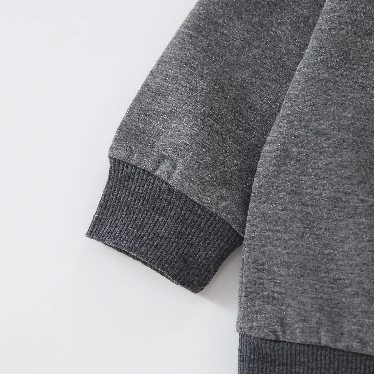 Baby Boy/Girl Solid/Striped Crewneck Long-sleeve Pullover Sweatshirt Dark Grey big image 1