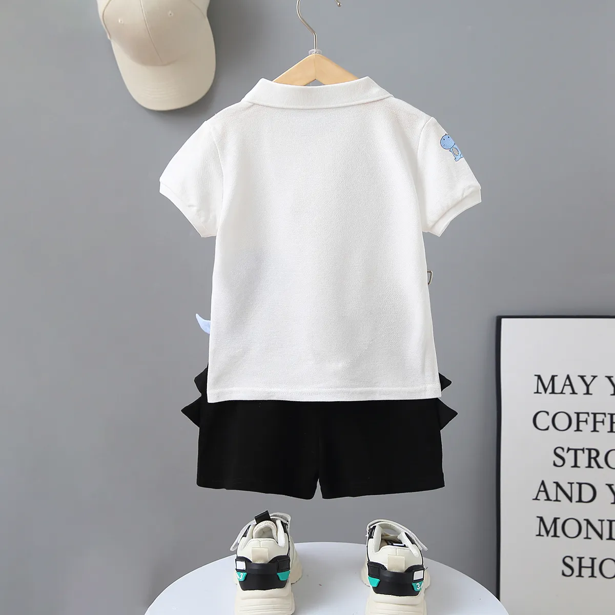 2pcs Toddler Boy Casual Dinosaur Print Polo Shirt & Spike Design Shorts Set  image 5