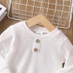Baby Boy/Girl Button Design Solid Ribbed Knitted Long-sleeve Pullover Top  image 4