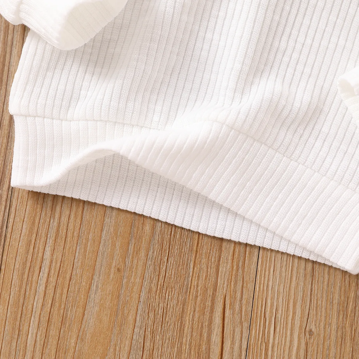 Baby Boy/Girl Button Design Solid Ribbed Knitted Long-sleeve Pullover Top White image 6