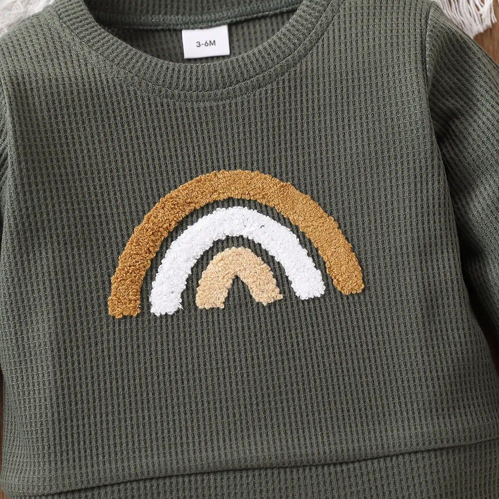 Baby Boy/Girl Rainbow Pattern Waffle Long-sleeve Pullover Sweatshirt big image 8