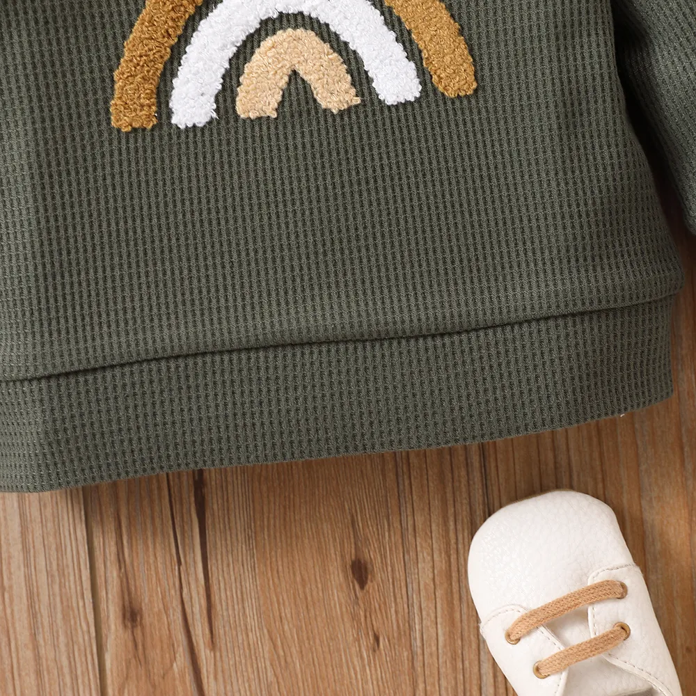 Baby Boy/Girl Rainbow Pattern Waffle Long-sleeve Pullover Sweatshirt big image 9