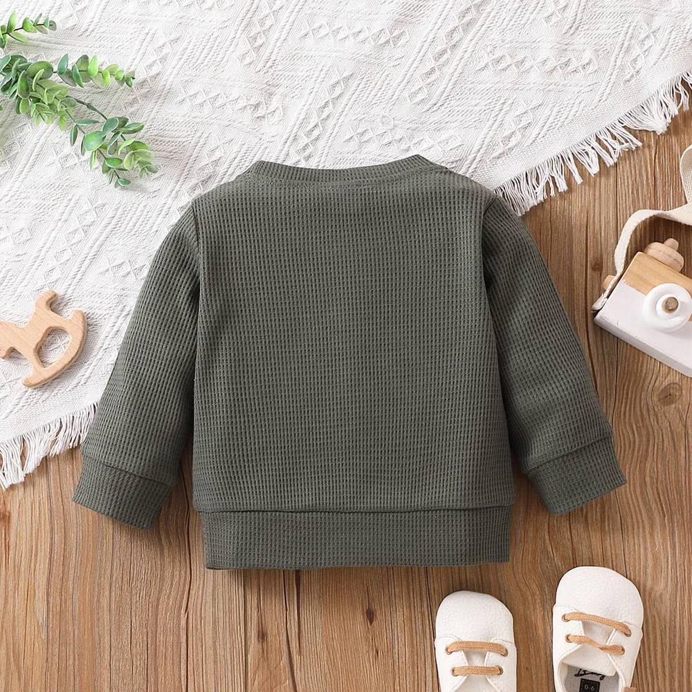 Baby Boy/Girl Rainbow Pattern Waffle Long-sleeve Pullover Sweatshirt big image 6