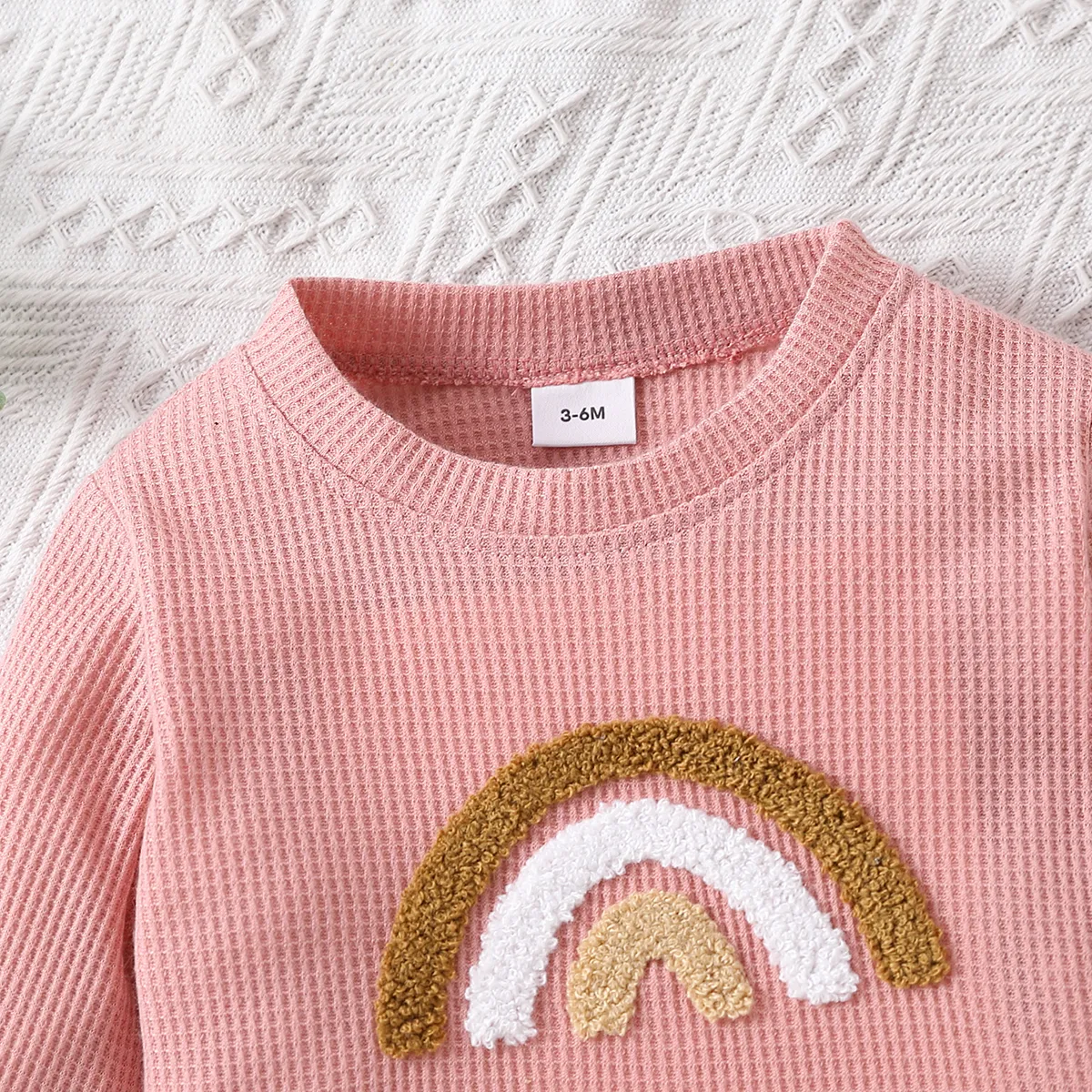 Baby Boy/Girl Letter/Rainbow Design Long-sleeve Sweatshirts Pink big image 1