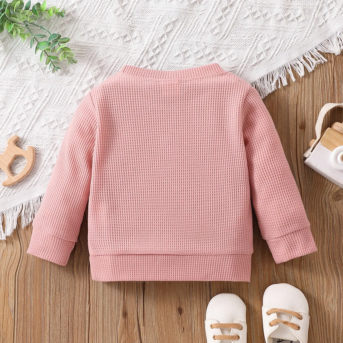 Baby Boy/Girl Letter/Rainbow Design Long-sleeve Sweatshirts Pink big image 1