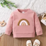 Baby Boy/Girl Letter/Rainbow Design Long-sleeve Sweatshirts Pink