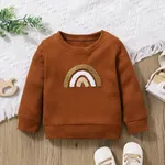 Baby Boy/Girl Letter/Rainbow Design Long-sleeve Sweatshirts Brown