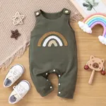 Baby Boy/Girl Rainbow Embroidered Waffle Tank Jumpsuit Green