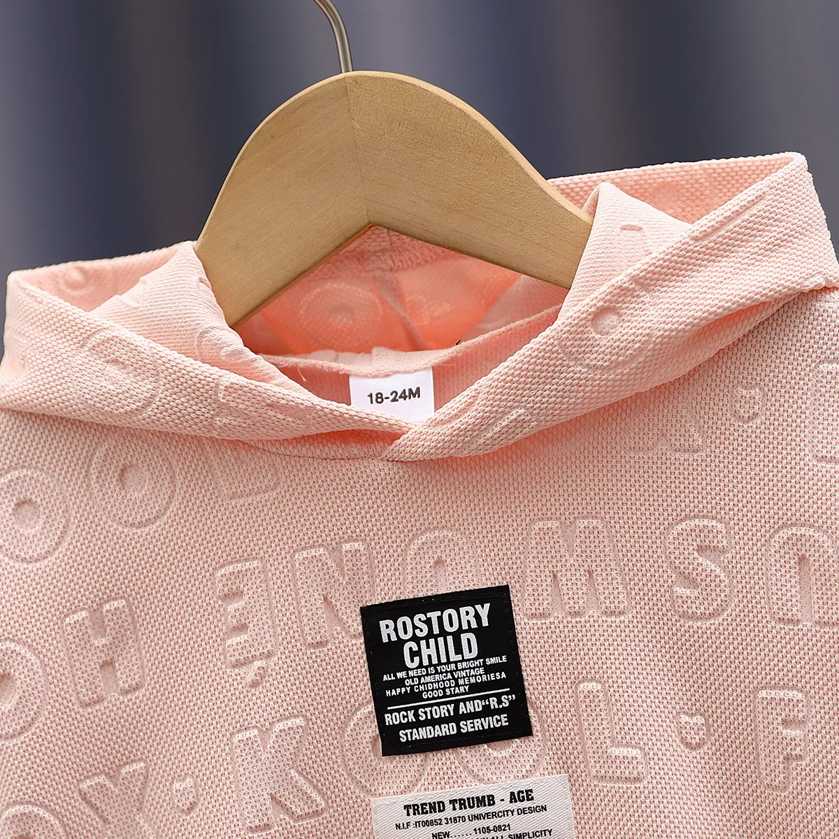 2pcs Toddler Girl Trendy Faux-two Letter Textured Hoodie Sweatshirt and Pants Set Pink image 2
