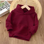 Toddler Boy/Girl Solid Color Textured Hoodie Sweatshirt Burgundy