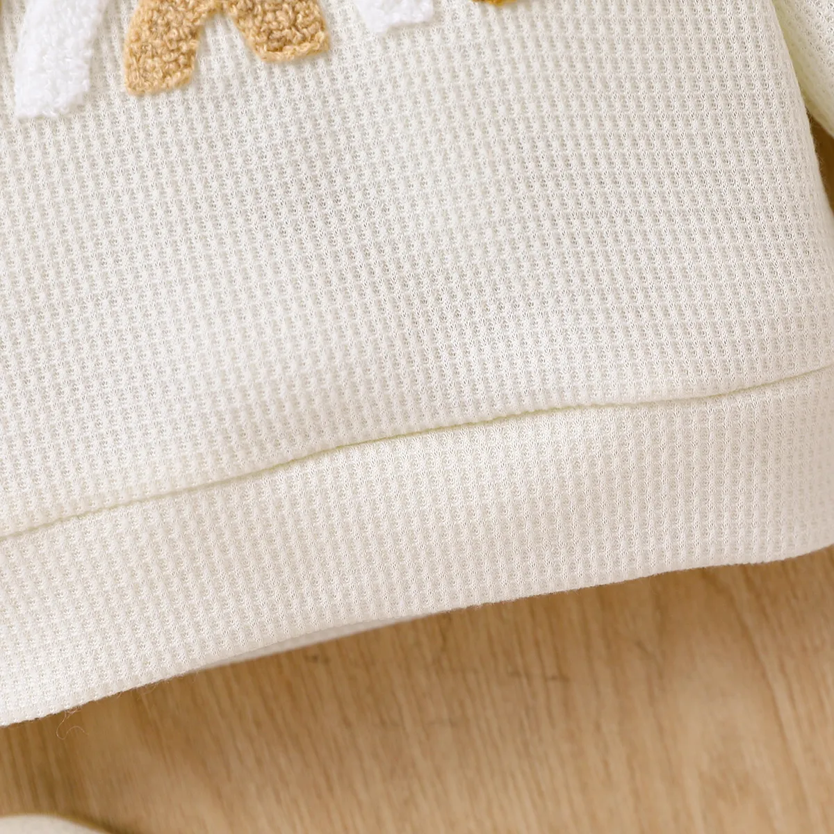 Baby Boy/Girl Rainbow Pattern Waffle Long-sleeve Pullover Sweatshirt White big image 1