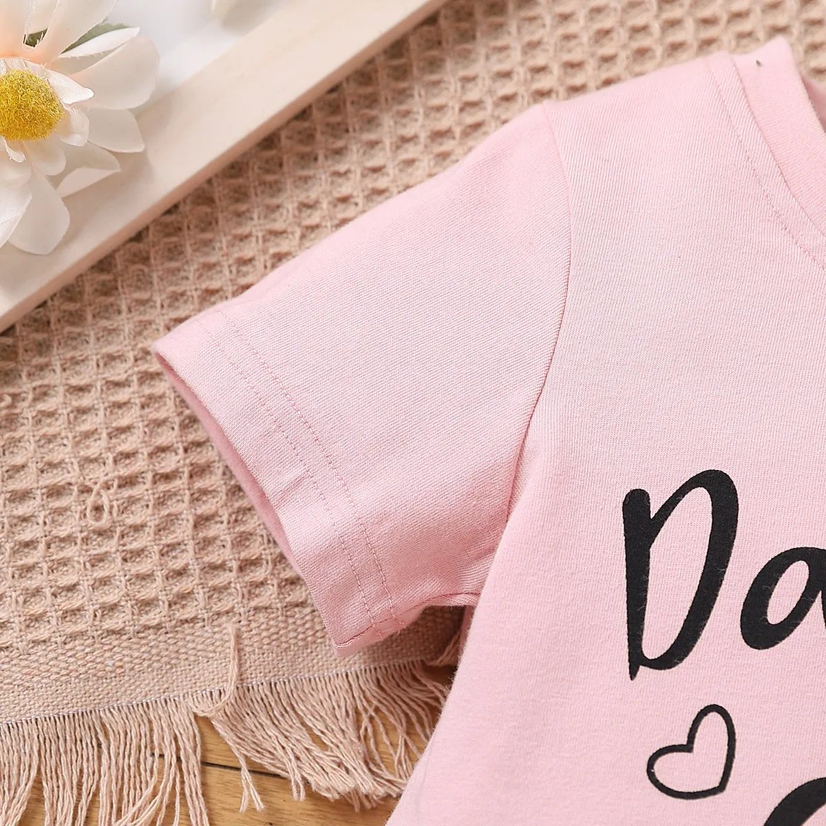 Baby Boy/Girl 95% Cotton Short-sleeve Letter Print Tee Pink big image 1