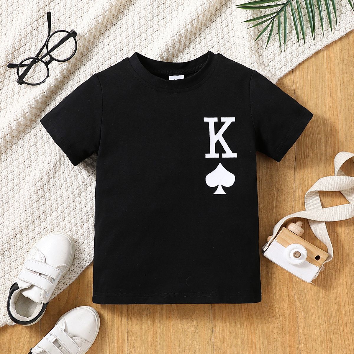 

Toddler Girl/Boy Cotton Letter Print Short-sleeve Tee