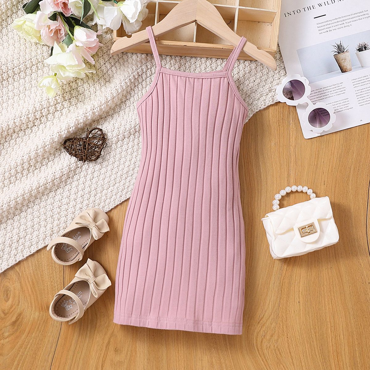 

Toddler Girl Basic Solid Ribbed Slip Dress