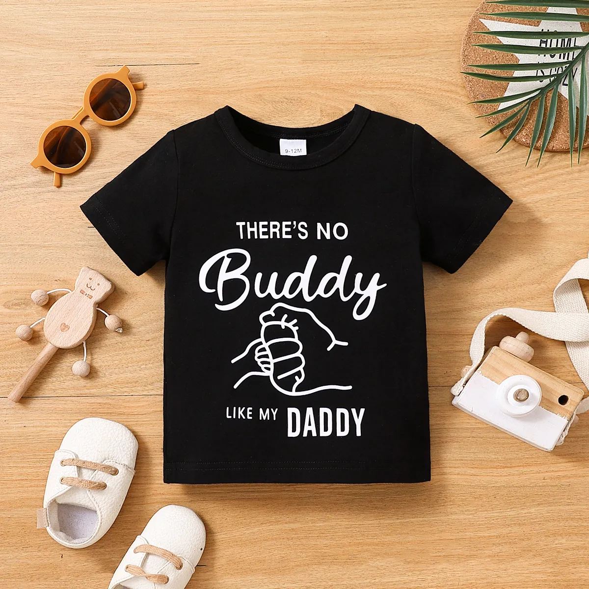 Vatertag Baby Jungen Lässig Kurzärmelig T-Shirts schwarz big image 1