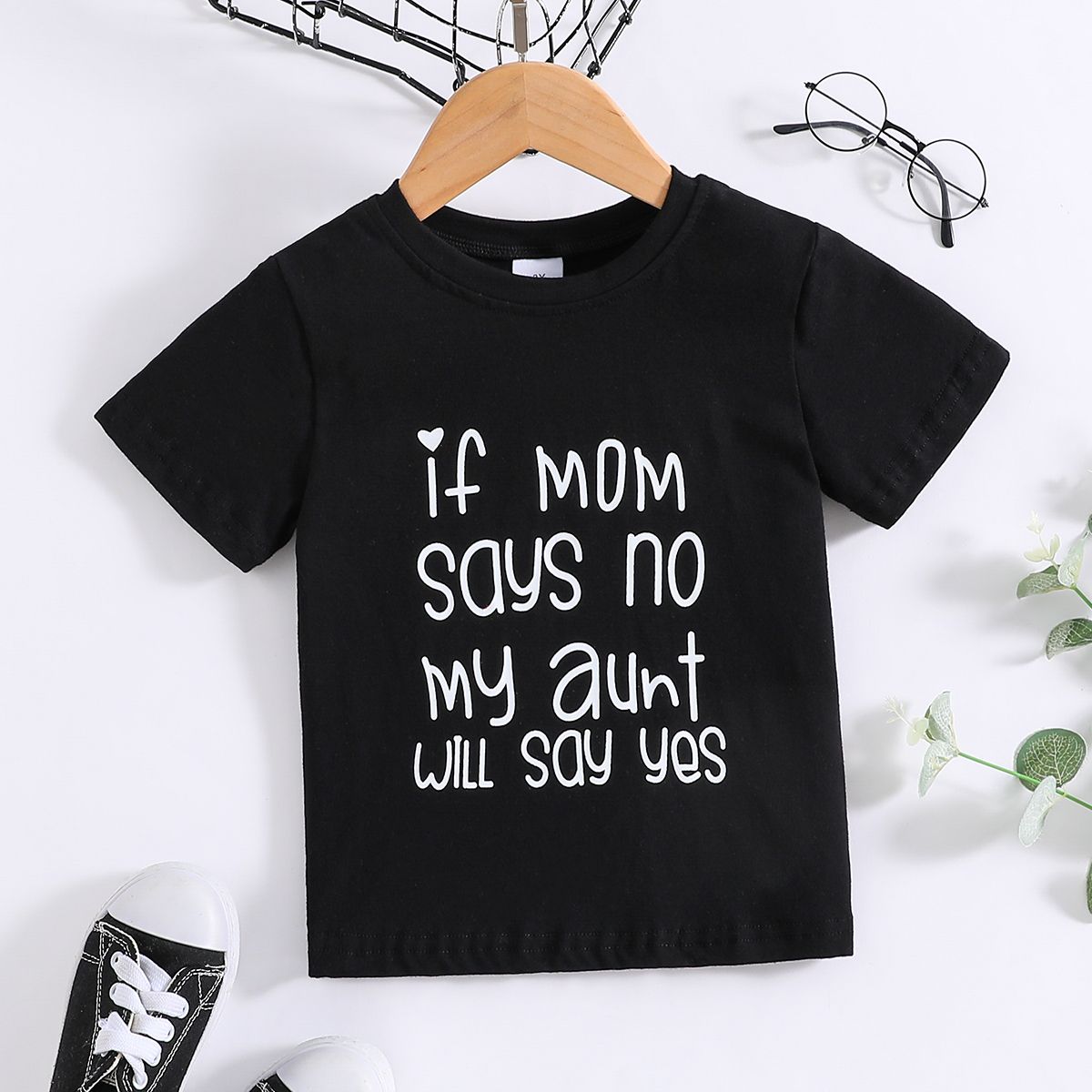 

Toddler Girl/Boy Letter Print Cotton Slogan Tee