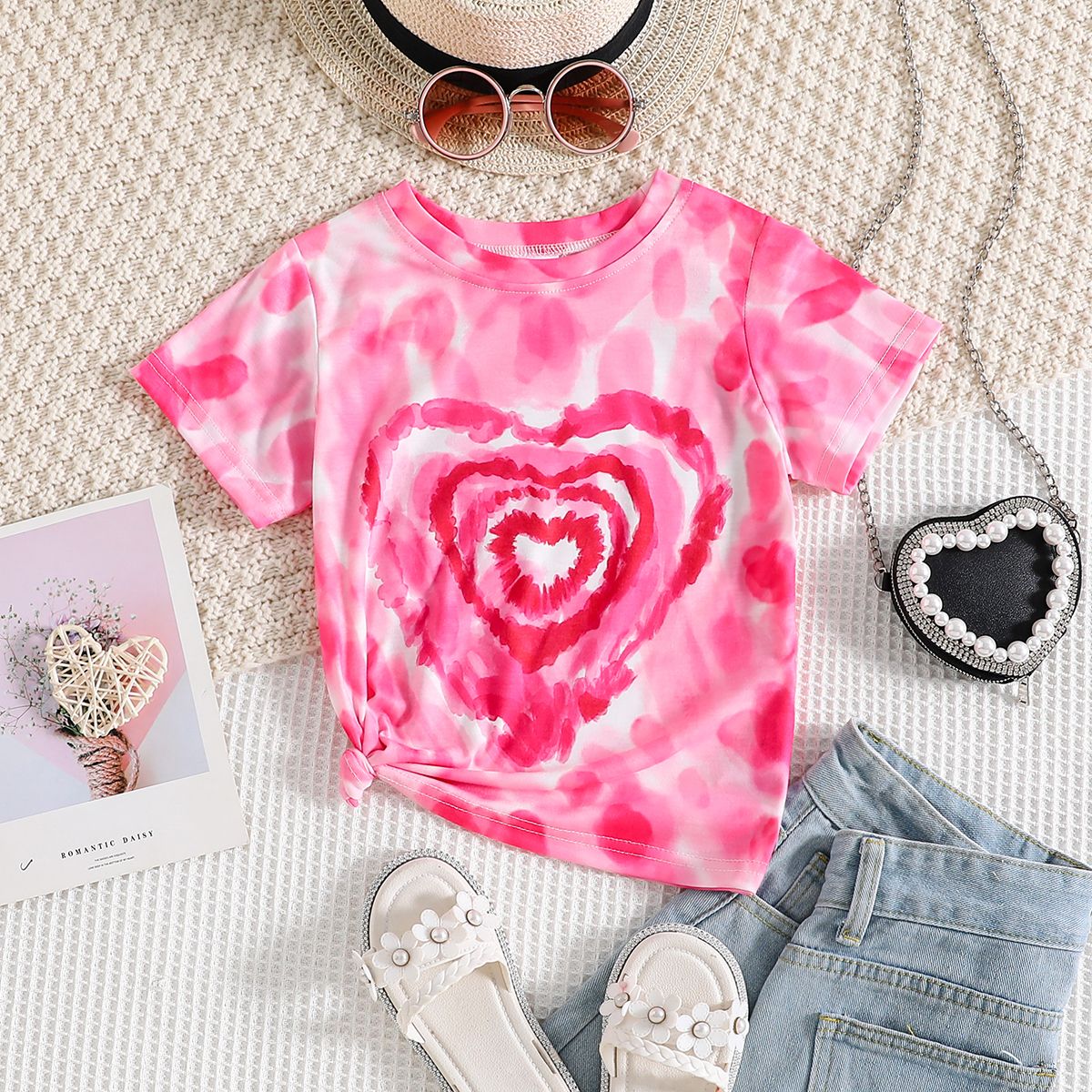 

Toddler Girl Heart Tie Dye Short-sleeve Tee