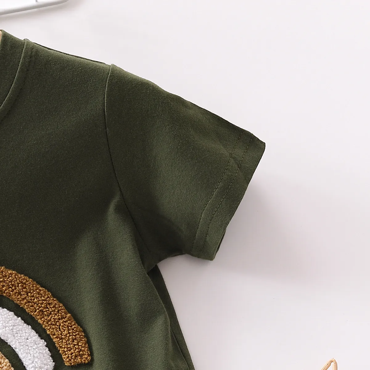 Toddler Girl 100% Cotton Rainbow Embroidered Short-sleeve Tee Dark Green big image 1
