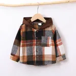 Toddler Boy/Girl Plaid Patch Pocket Button Front Hoodie  image 2