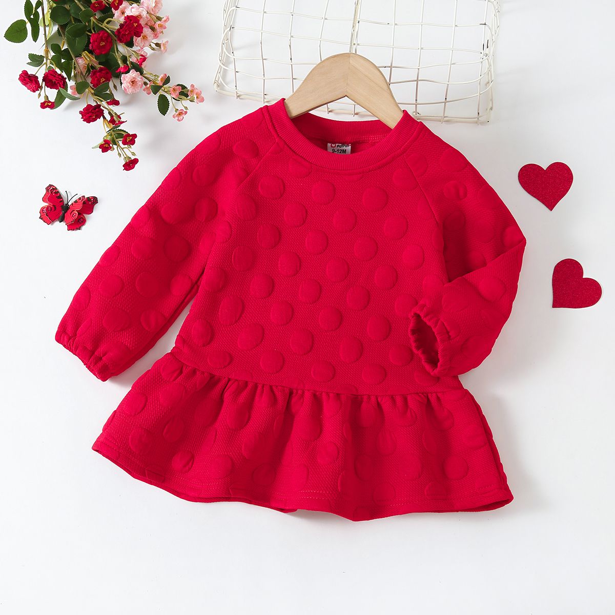 

Baby Girl Polka Dots Long-sleeve Solid Dress