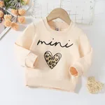 Baby Boy/Girl Letters & Heart Print Long-sleeve Sweatshirt  Beige