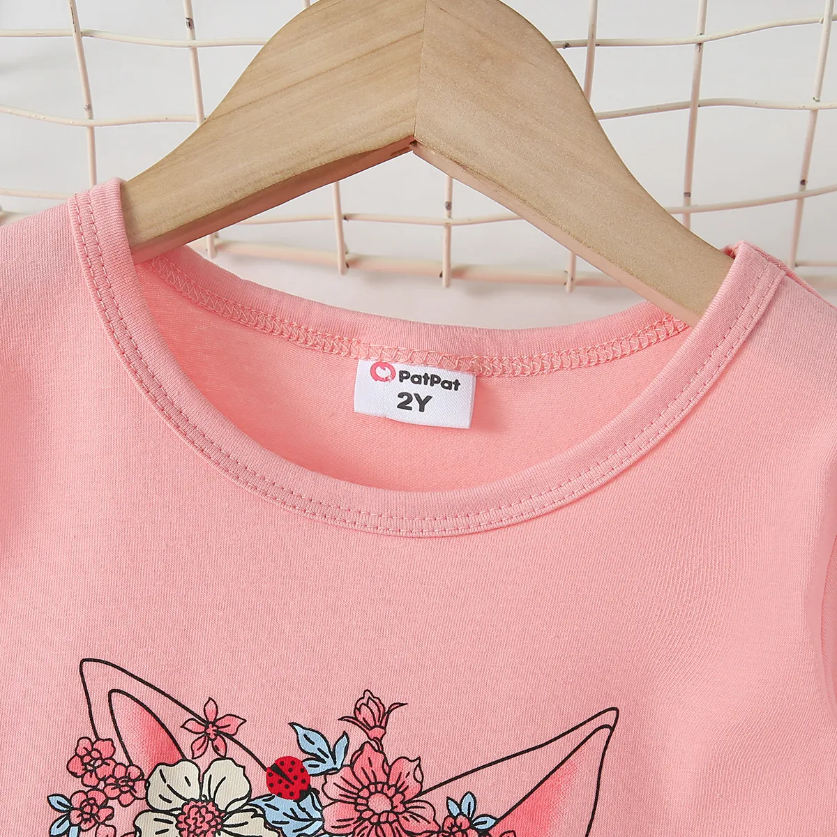 Toddler Girl Cat Print Long-sleeve Dress Pink image 2