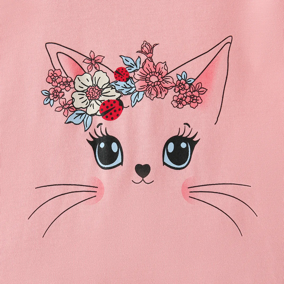 Toddler Girl Cat Print Long-sleeve Dress Pink image 3