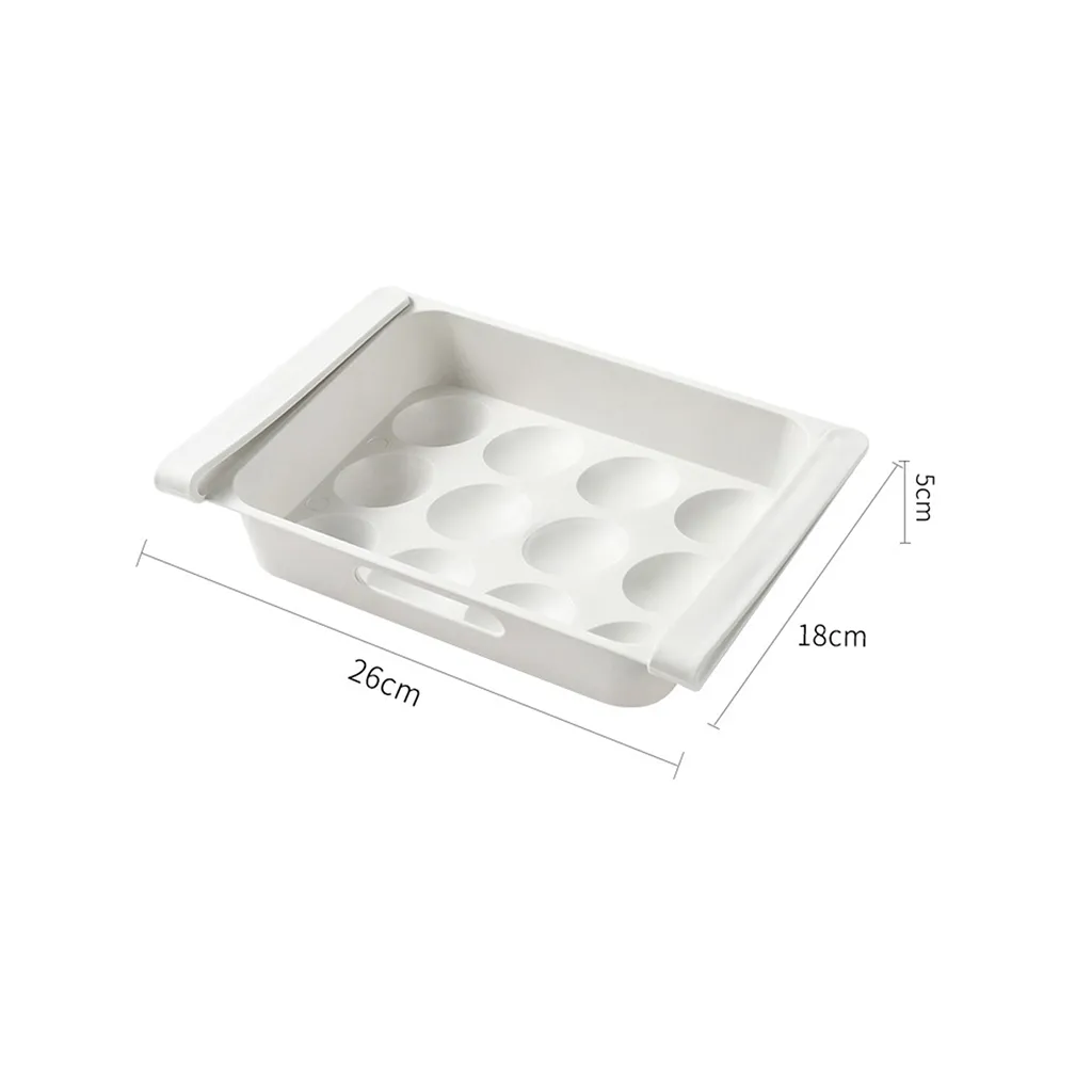 Retractable drawer Type Refrigerator Container Box Egg FoodFruit organizer Storage tray kitchen White big image 1