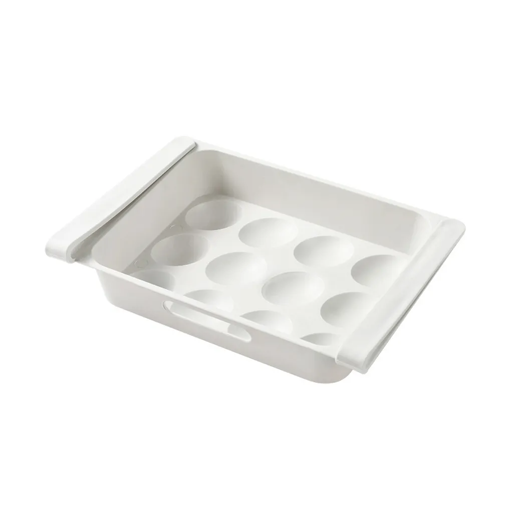Retractable drawer Type Refrigerator Container Box Egg FoodFruit organizer Storage tray kitchen White big image 1