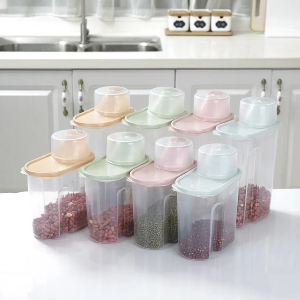 recipientes herméticos para almacenar alimentos, organización y almacenamiento de la despensa de la cocina, botes de plástico con tapas duraderas Verde big image 1