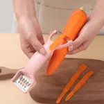Multi-função descascador de cabeça dupla de aço inoxidável faca de descascar frutas vegetais de cozinha acessórios de cozinha de cabeça dupla Rosa