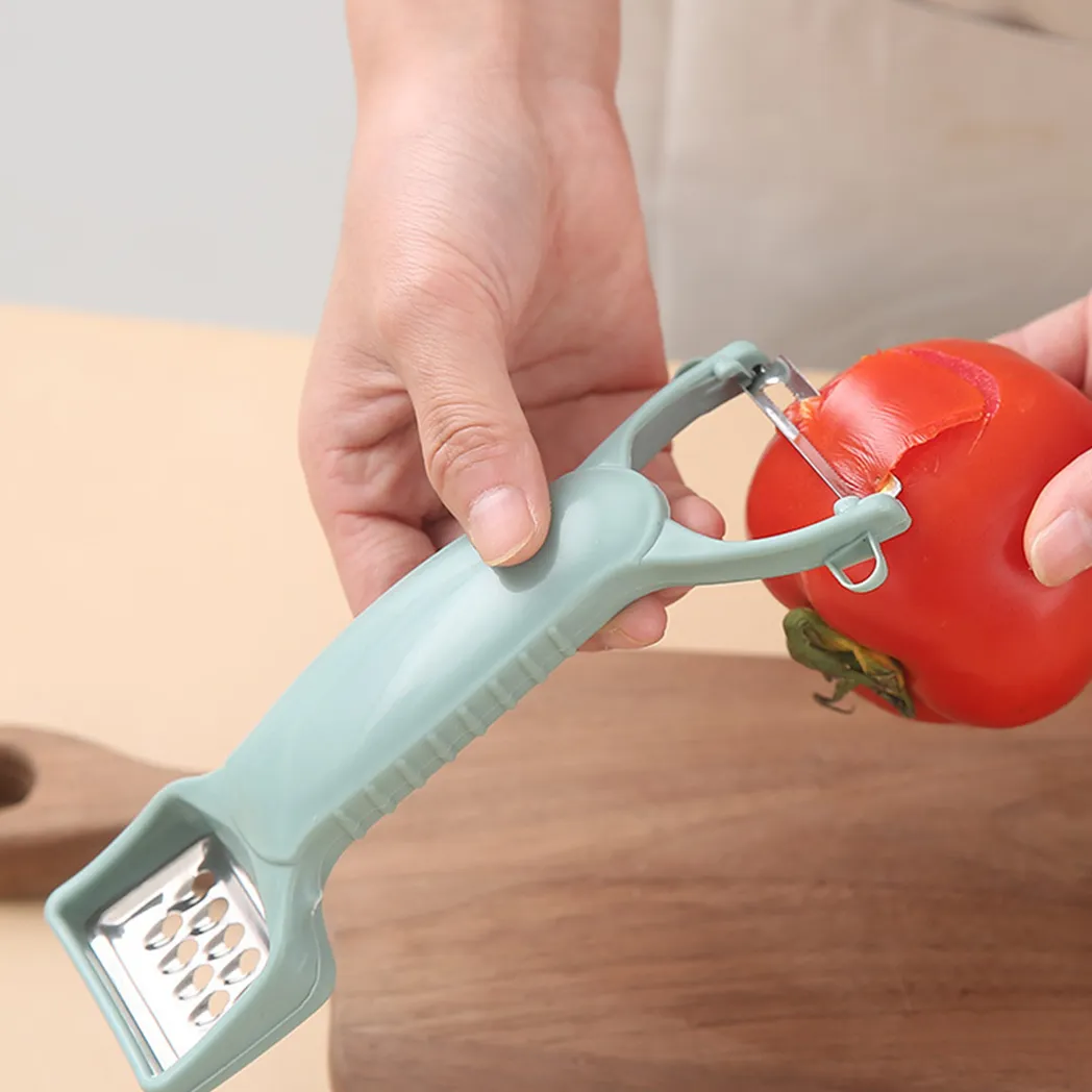 Multi-função descascador de cabeça dupla de aço inoxidável faca de descascar frutas vegetais de cozinha acessórios de cozinha de cabeça dupla Azul big image 1