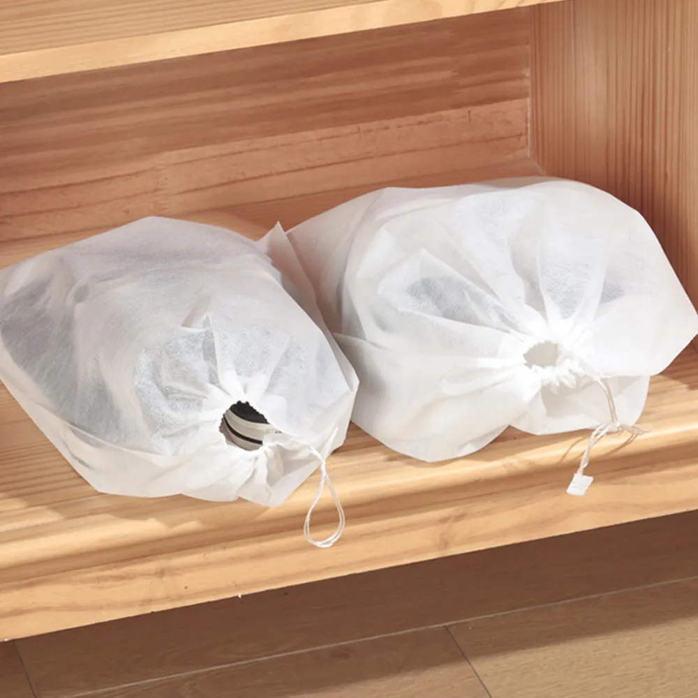10-pack Disposable Drawstring Shoes Storage Bag Multifunctional Non-woven Shoes Pouch Dust Bags for Indoor Outdoor Travel big image 4