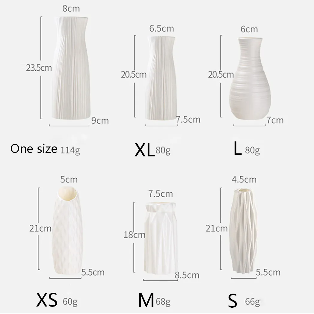 Ceramic Look White Plastic Flower Vase Geometric Style Unbreakable Decor Vase for Flower Home Office Table Decor  image 1