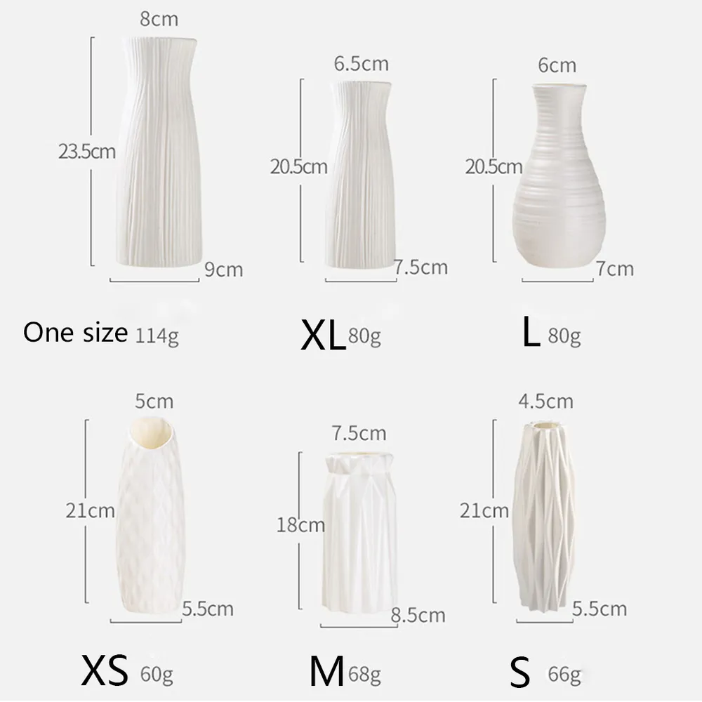 Ceramic Look White Plastic Flower Vase Geometric Style Unbreakable Decor Vase for Flower Home Office Table Decor  big image 1