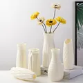 Ceramic Look White Plastic Flower Vase Geometric Style Unbreakable Decor Vase for Flower Home Office Table Decor  image 2
