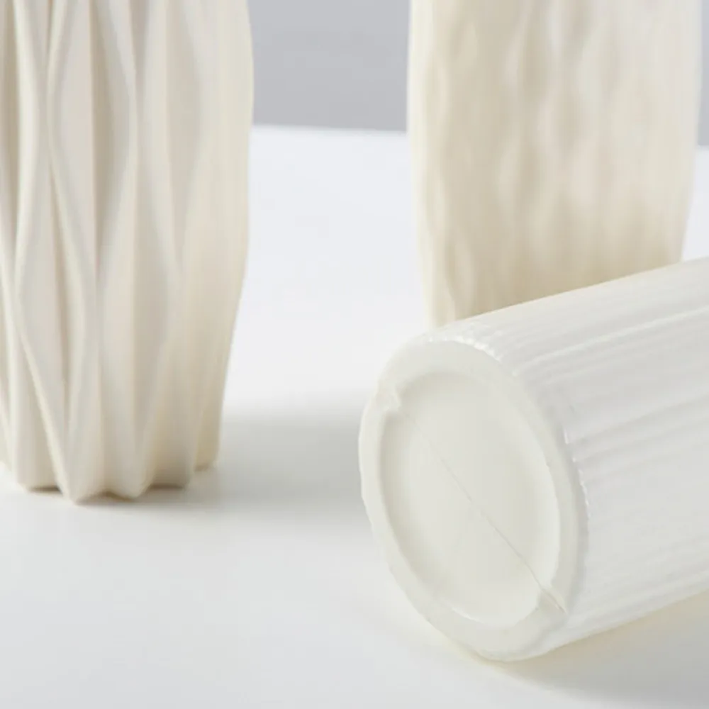 Ceramic Look White Plastic Flower Vase Geometric Style Unbreakable Decor Vase for Flower Home Office Table Decor big image 6