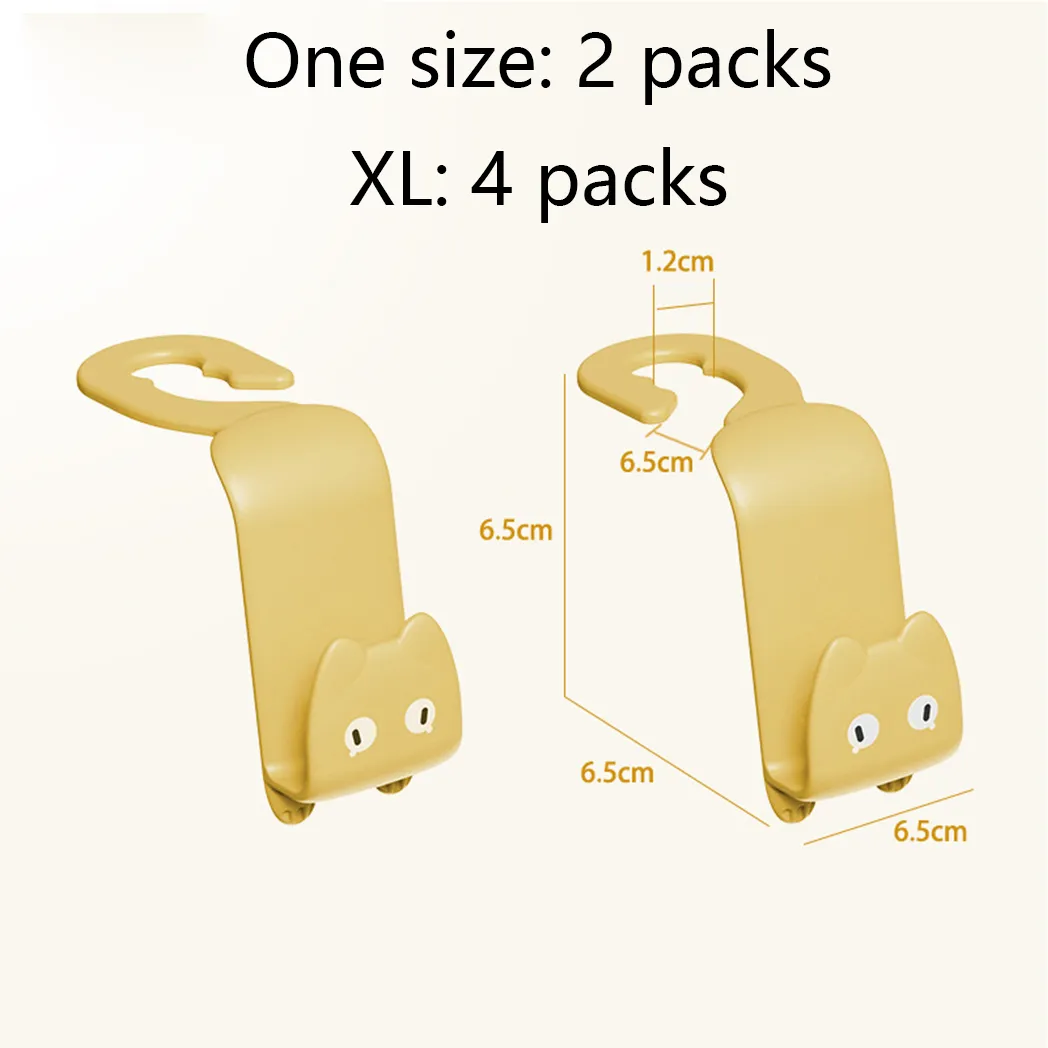 2pcs/4pcs Car Seat Headrest Hook Multifunctional Cute Cartoon Car Seat Storage Organizer for Tablet Tote Bag Kettle Car Seat Assecories Yellow