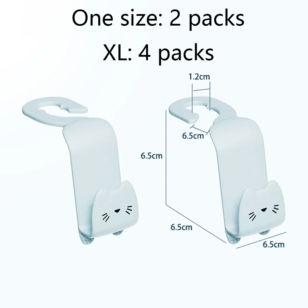2pcs/4pcs Car Seat Headrest Hook Multifunctional Cute Cartoon Car Seat Storage Organizer for Tablet Tote Bag Kettle Car Seat Assecories Light Blue