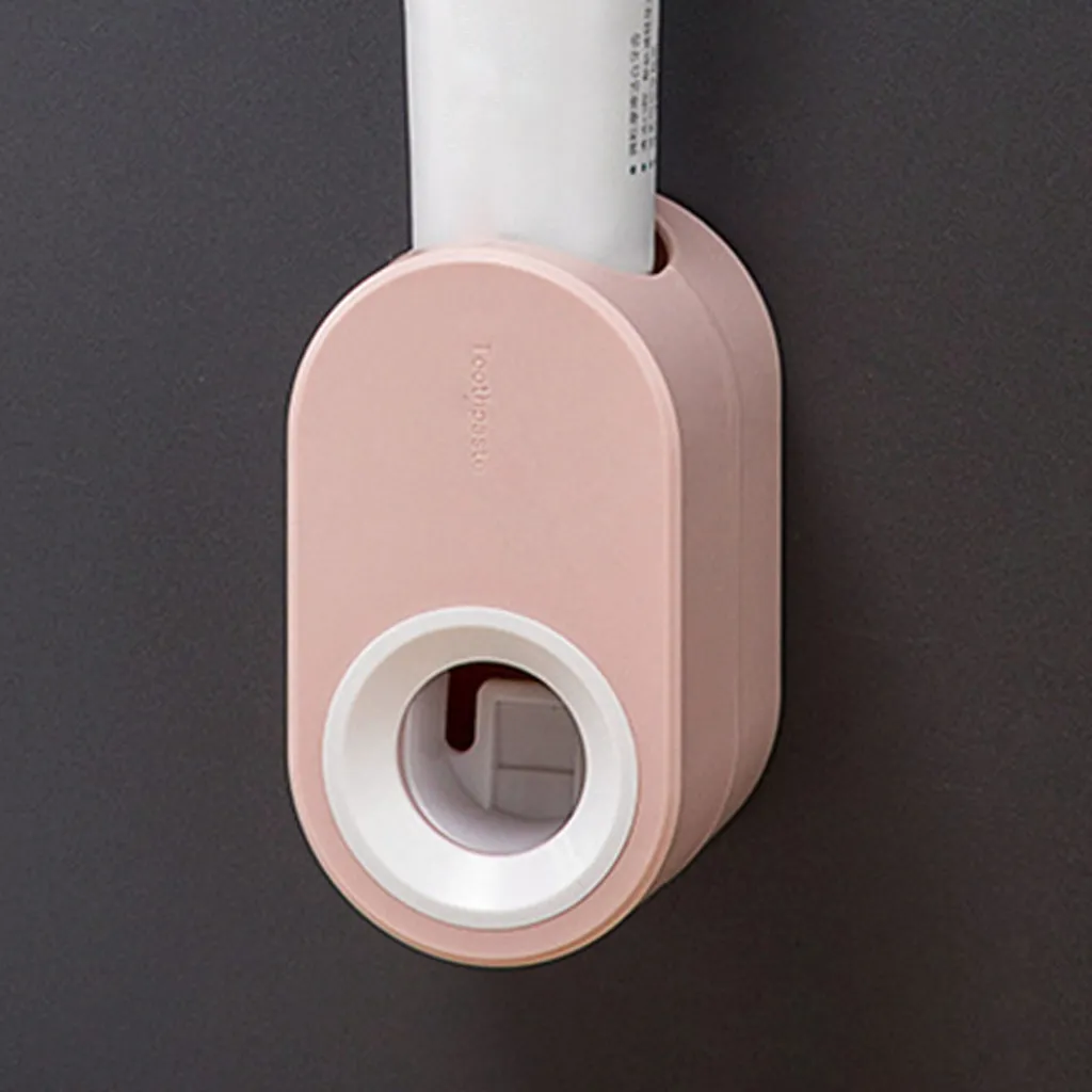 Wall Mount Automatic Toothpaste Dispenser Squeezer Dispenser Light Pink