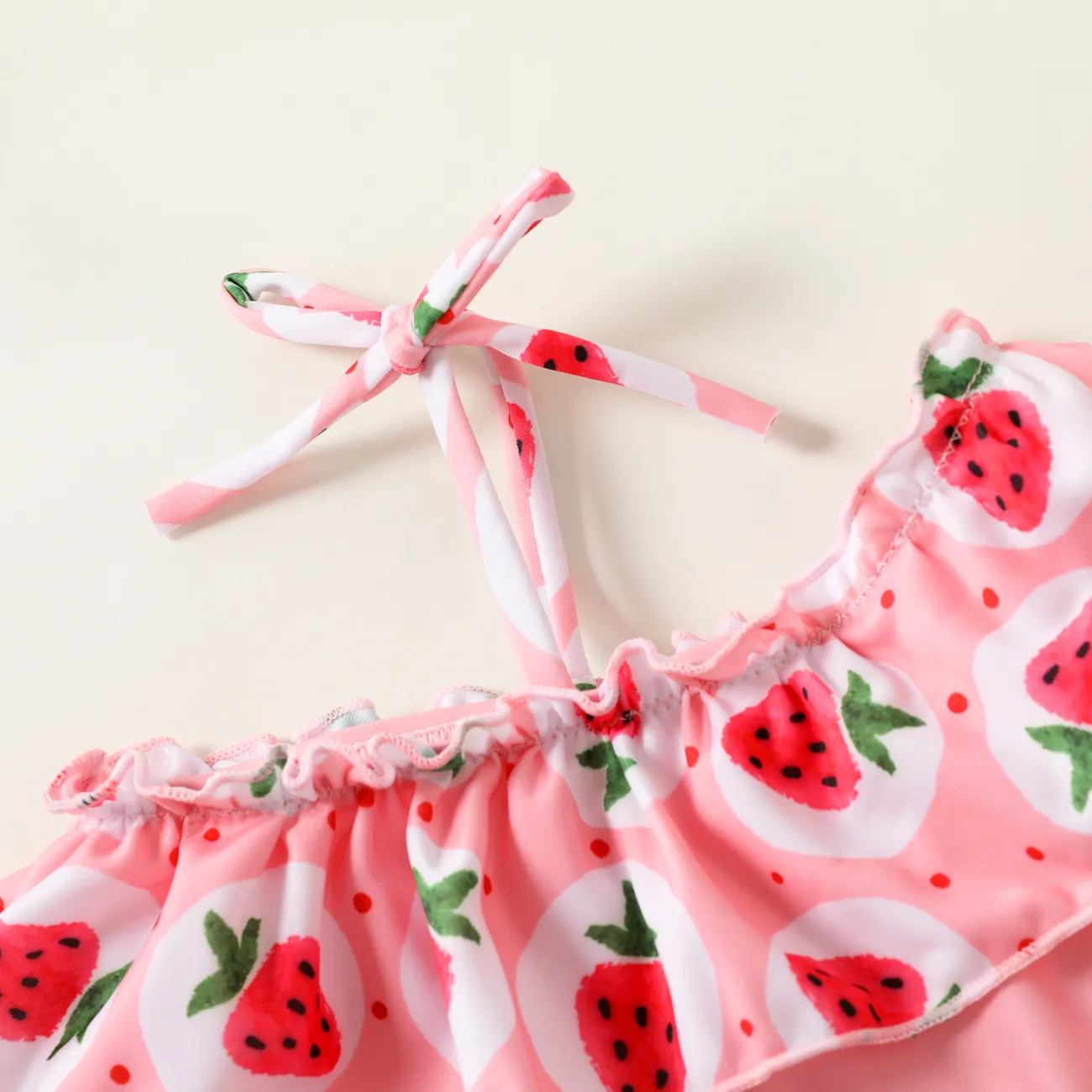 3 unidades Bebé Menina Costuras de tecido Melancia Bonito Manga cava Fato de banho Rosa Claro big image 1